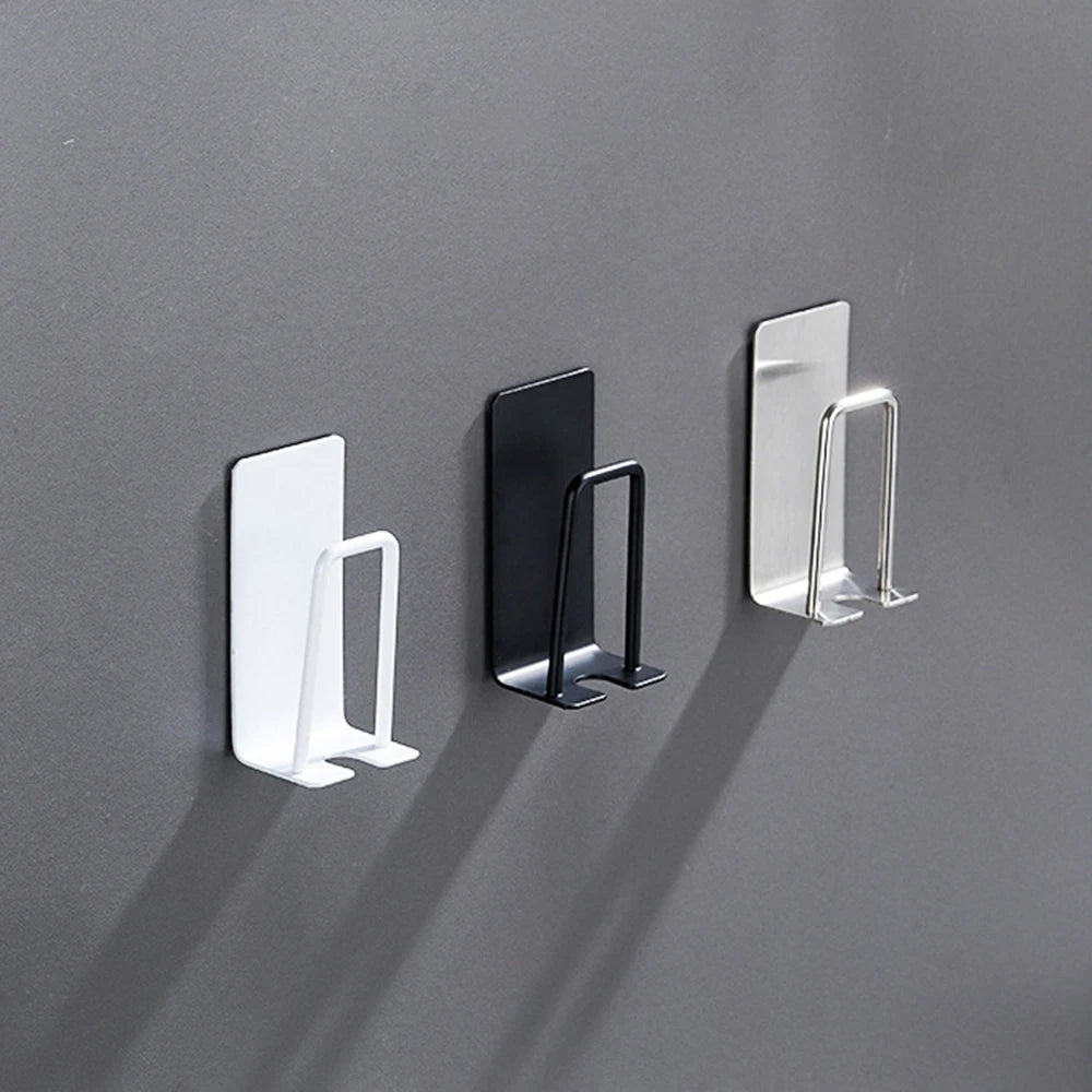 304 Stainless Steel Toothbrush & Cup Wall Hook – No-Drill Bathroom Holder for Toothbrushes, Razors, and Cups