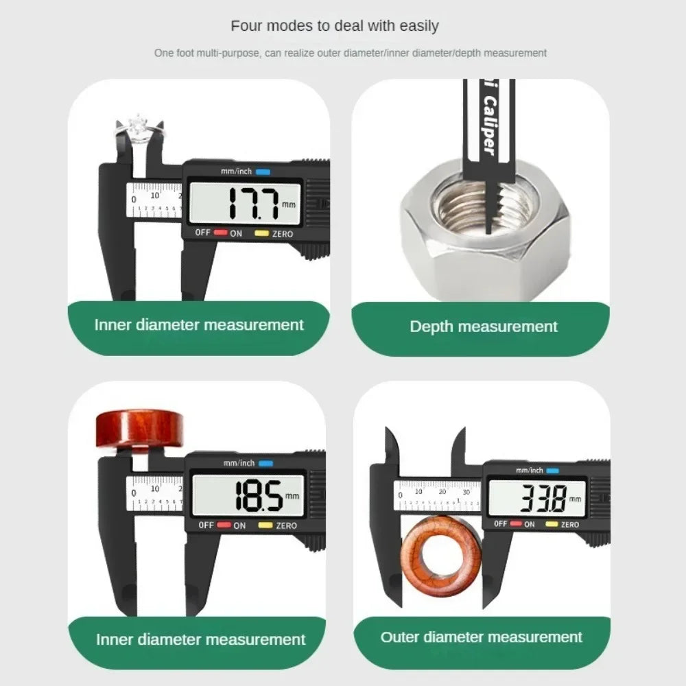 Electronic Digital Vernier Caliper – 150mm Carbon Fiber Measuring Tool with LCD Display