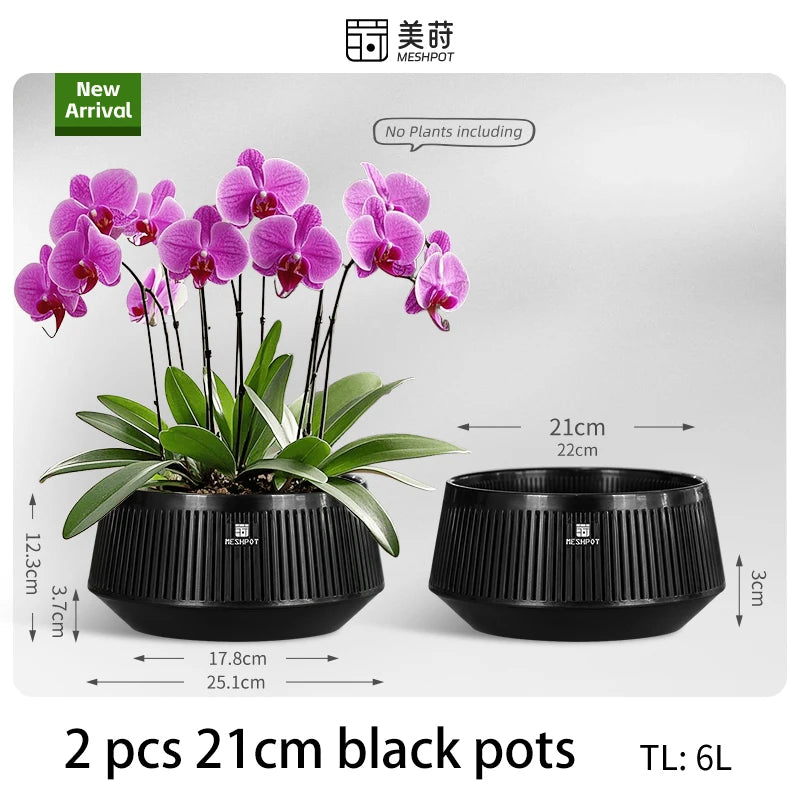 وعاء شبكي مثقوب لزراعة الأوركيد، وعاء بلاستيكي مزخرف لزراعة البنفسج الأفريقي، مزود بفتحات تهوية وتدفق هواء جيد. 