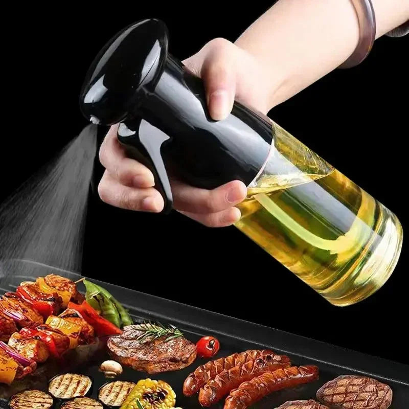 Black Transparent Oil Spray Bottle – Kitchen Olive Oil Dispenser for Cooking, Baking & Barbecue