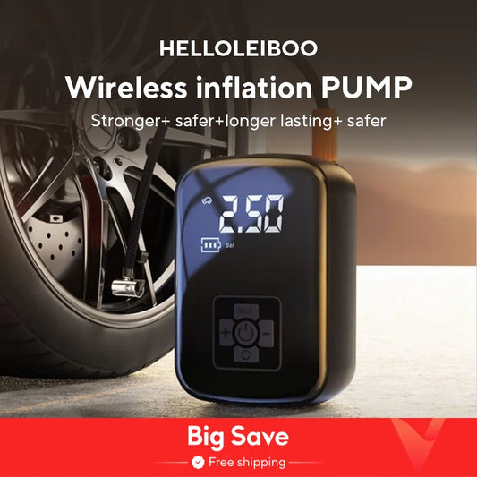 LEIBOO Wired/Wireless Electric Air Pump – Portable Tire Inflator for Cars, Motorcycles & Bicycles