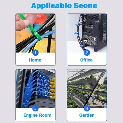 100 قطعة من أربطة الكابلات المصنوعة من النايلون القابلة لإعادة الاستخدام - أحزمة قفل شديدة التحمل للمنزل والمكتب وإدارة الكابلات