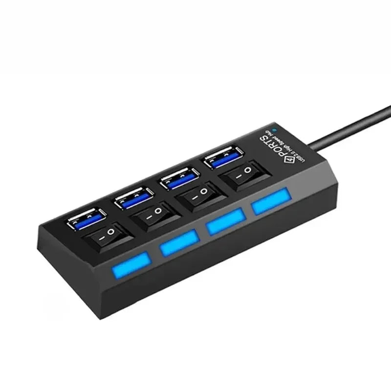USB Hub 7 Port Multi USB Splitter Power Adapter Multiple Expander With On Off Switch For PC Laptop MacBook Accessories