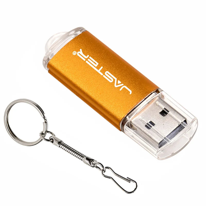 ذاكرة فلاش USB 2.0 عالية السرعة من جاستر، صغيرة الحجم، مصنوعة من البلاستيك، بسعات 128 ميجابايت، 4 جيجابايت، 16 جيجابايت، 32 جيجابايت، 64 جيجابايت، و128 جيجابايت، مع سلسلة مفاتيح. 