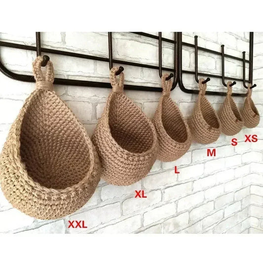 Wall-Mounted Vegetable & Fruit Basket – Natural Wicker Weave Storage for Kitchen and Home Decoration