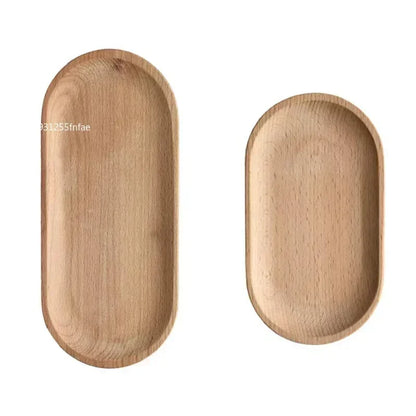 Japanese Style Wooden Oval Serving Tray – Food Plate, Tea Cup Saucer, Fruit Plate & Decorative Pallet