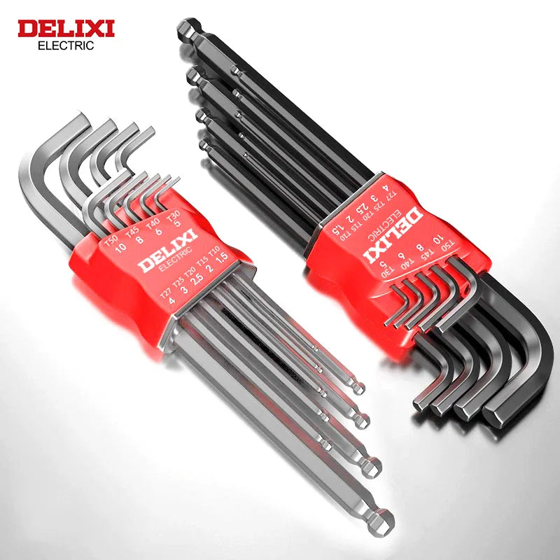 DELIXI Electric Allen Key Set – Hex Wrench Screwdriver Set with Sleeve, Universal Metric Tools for Motorcycles & Bicycles