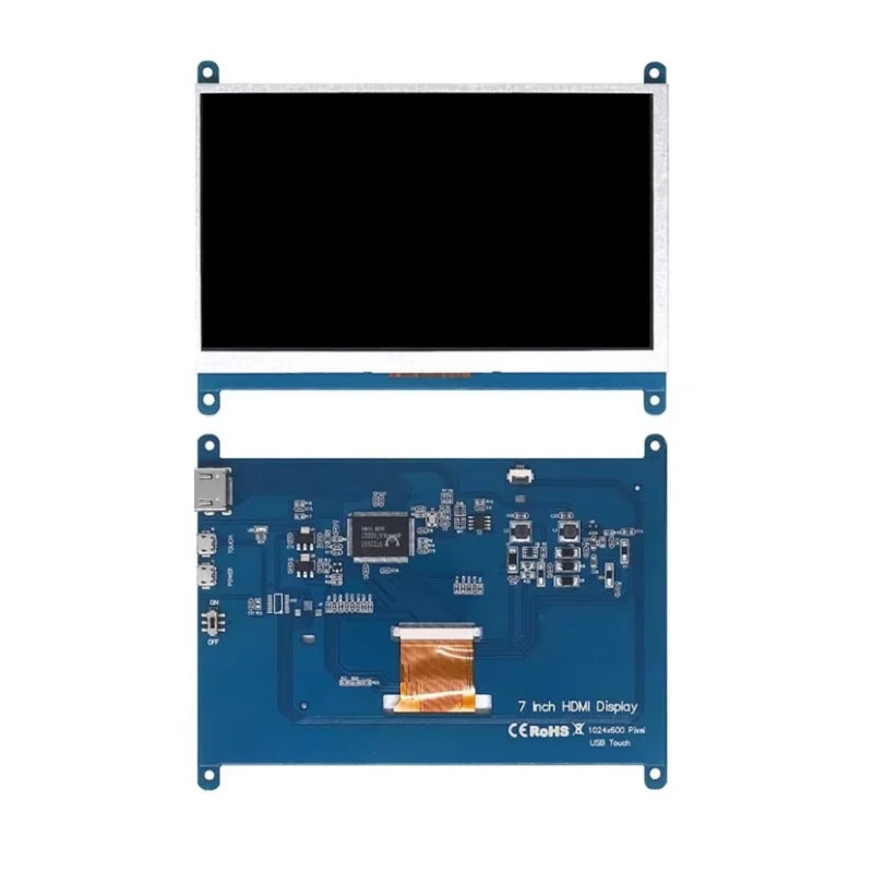 7 Inch Raspberry Pi 4/3/2/B/B+/A+ Monitor 1024x600 IPS 5-Points Capacitive Touchscreen Drive Free HDMI Display For Win 7/8/10