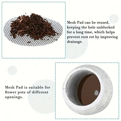 50PCS Breathable Mesh Pads – Soil Drainage Gaskets for Flower Pots & Planters
