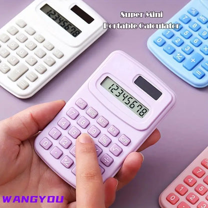 Small Solar Calculator Portable 8-Digit LCD Electronic Calculator – Cute Home & School Calculator for Kids and Primary Students