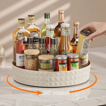 360° Rotating Seasoning Storage Rack – Non-Slip Kitchen Spice Organizer & Cosmetic Tray