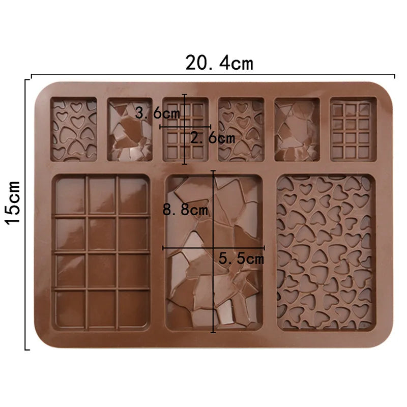 Chocolate Silicone Mold Long Square Plaid Silicone Mold Cake Decorative Mold Chocolate Block Insert Waffle Silicone Mold