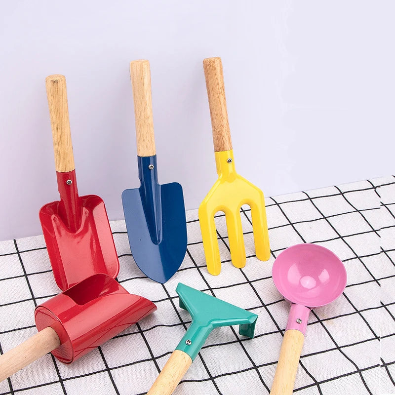 Children’s Wooden Handle Beach Shovel Set – Kids Sand Digging & Gardening Tools