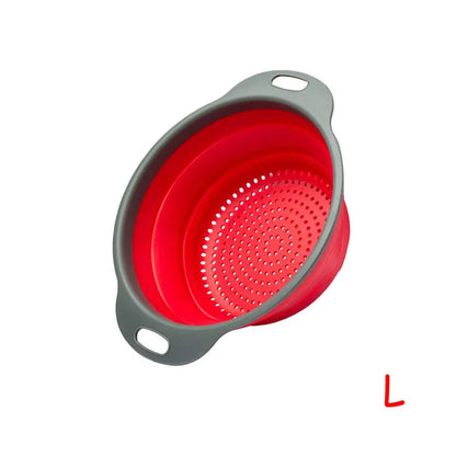 LMETJMA Round Folding Colander BPA Free Fruits Vegetables Washing Drain Basket Kitchen Colander Strainer Dishwasher Safe KC0236