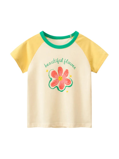 2025 Summer Kids’ Girls Short Sleeve T-Shirts – Printed Little Girl Tops for Toddlers (Ages 2-8 Years)