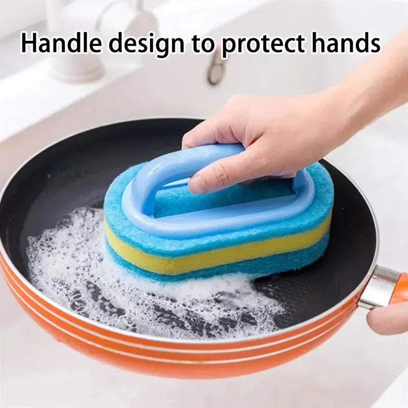Kitchen Cleaning Brush with Handle – High-Density Scouring Pad for Pots, Walls & Tile Scrubbing