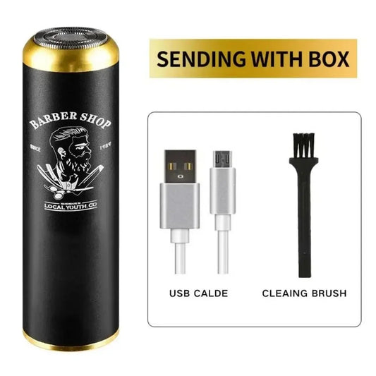 Mini USB Face Shaver for Men – Portable Waterproof Razor with Stainless Steel Blade for Travel & Car Use