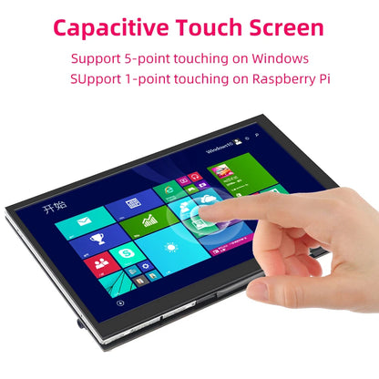 7 Inch Portable Display IPS LCD Capacitive Touch Screen 1024x600 Monitor Optional Speakers for Raspberry Pi 5 4B 3B+ Laptop PC