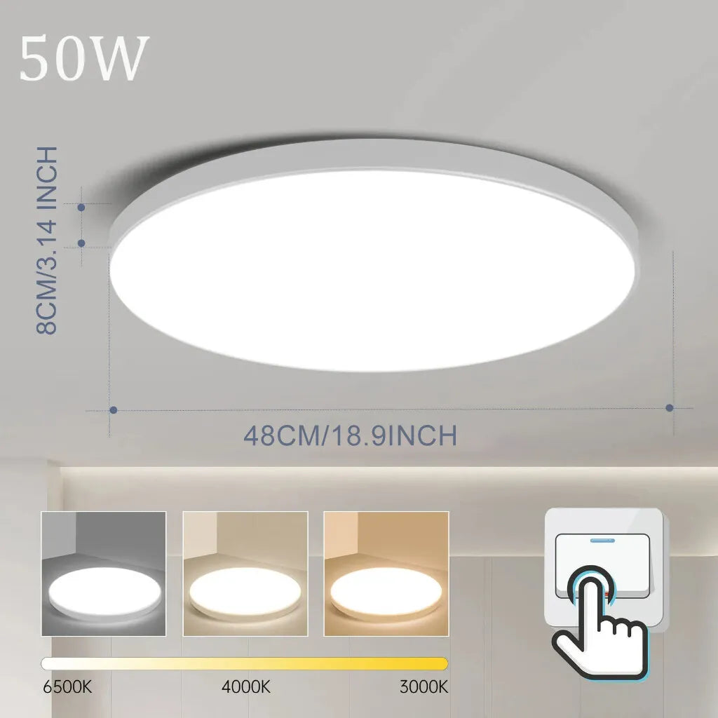 مصباح سقف بتحكم عن بعد – ثريا إضاءة LED قابلة للتعتيم لغرفة المعيشة وغرفة النوم والمطبخ