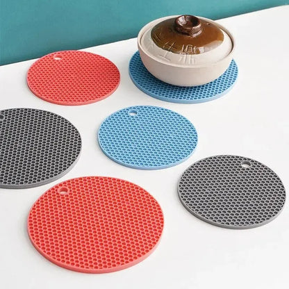 Round Silicone Heat-Resistant Mat – Non-Slip Drink Coaster & Thick Pot Holder for Kitchen Table Protection