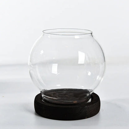 Transparent Round Glass Candlestick – Retro Windproof Candle Holder for Weddings & Decor