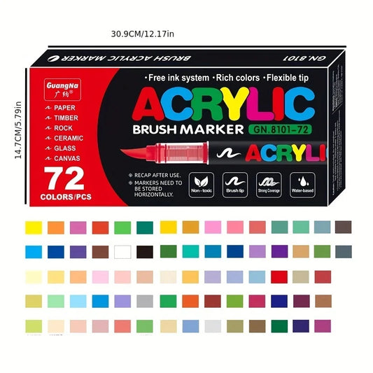 12-120 Colors Acrylic Paint Pens – Brush Tip Markers for Rock, Wood, Canvas & DIY Crafts