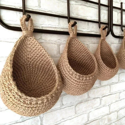 Wall-Mounted Vegetable & Fruit Basket – Natural Wicker Weave Storage for Kitchen and Home Decoration