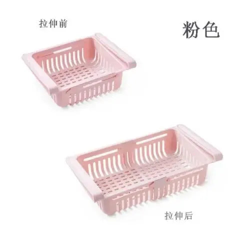 Multi-Functional Retractable Refrigerator Storage Basket – Partition Storage Rack & Kitchen Drain