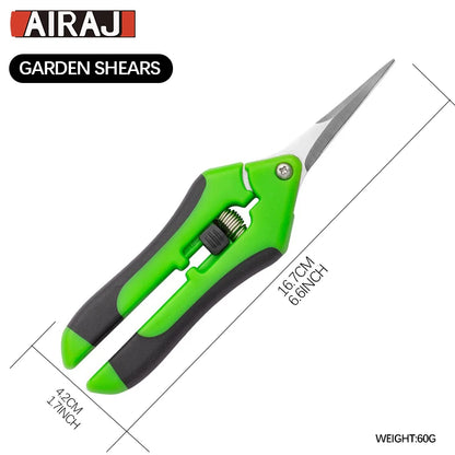 AIRAJ 7-Inch Pruning Scissors – Garden Shears for Bonsai, Fruit, and Weeds