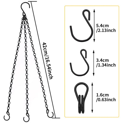 سلة معلقة من الخيزران الصناعي بطول 40 سم مع سلسلة بثلاثة خطافات، مثالية لزراعة النباتات المائية، وديكور المنزل والحديقة. 