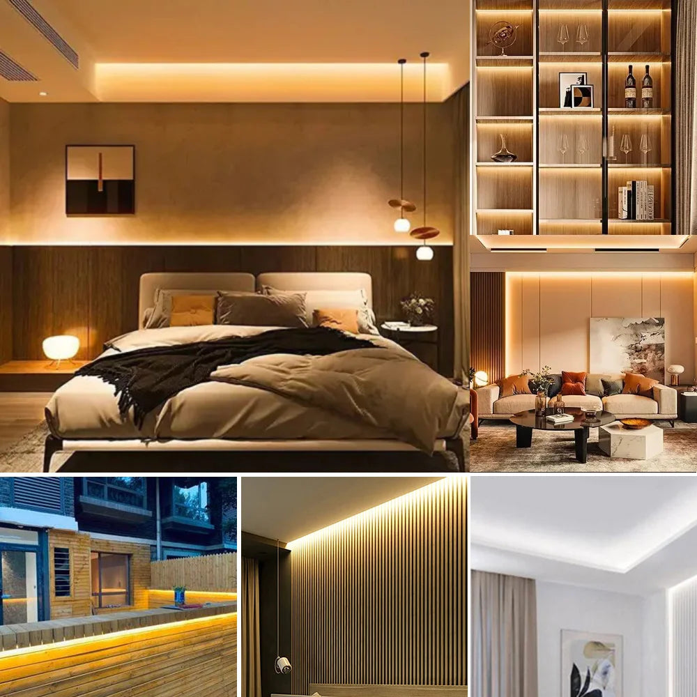 شريط إضاءة LED COB عالي السطوع 220 فولت، مقاوم للماء بمعيار IP65، شريط مرن للإضاءة الداخلية والخارجية للحدائق