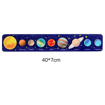 Children’s Wooden Planet Puzzle – Montessori Solar System Matching Game Toy