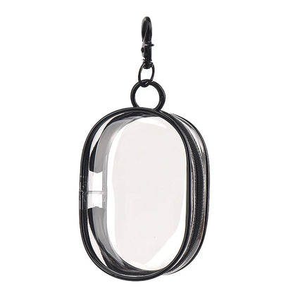 Portable Mini Clear Zipper Storage Bag With Keychain Makeup Brush Travel Cosmetics Organizer Case Cute Pvc Dustproof Bags Tool