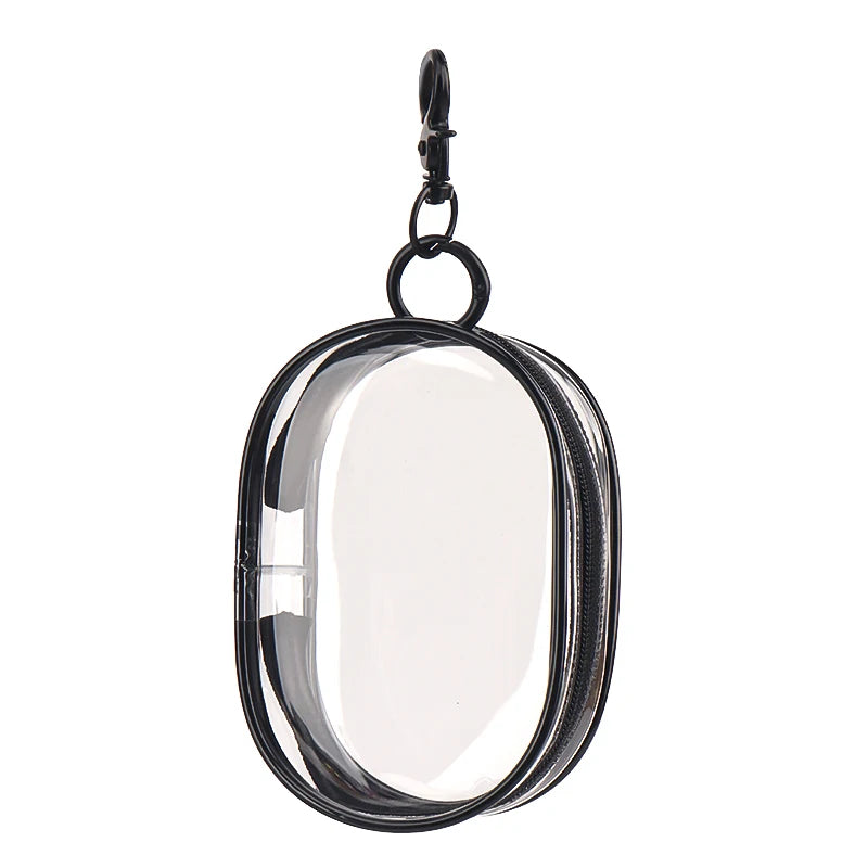 Portable Mini Clear Zipper Storage Bag With Keychain Makeup Brush Travel Cosmetics Organizer Case Cute Pvc Dustproof Bags Tool