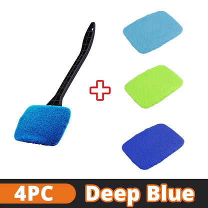 Car Window Cleaner Brush Kit with Microfiber Windshield Wiper – Auto Interior Glass Cleaning Tool