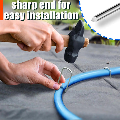 U‑Type Garden Staples – Heavy‑Duty Galvanized Landscape Stakes for Netting & Ground Covers