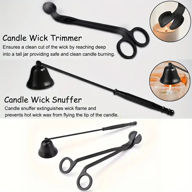 أداة إطفاء فتيل الشموع المصنوعة من الفولاذ المقاوم للصدأ - مقص محمول للعناية بالشموع وأداة خطافية