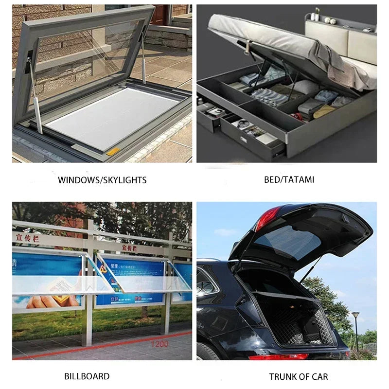 1PC 500N/113LB 150-600mm Gas Struts with Steel Eyes Ends Shock Absorbers Gas Spring Lift Supports Outdoor Bench RV Bed Platform