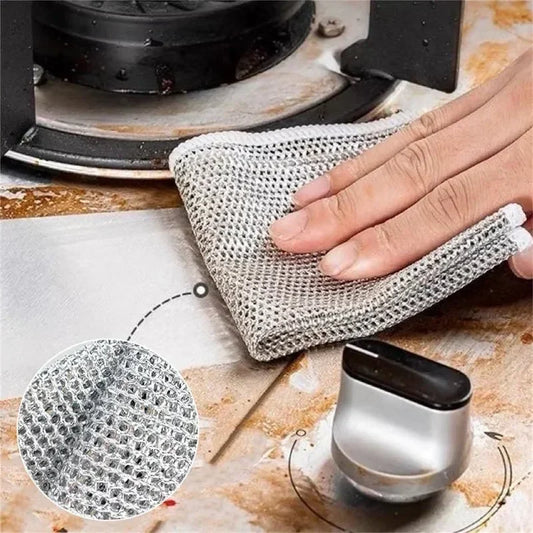 Steel Wire Dishwashing Cloth – Non-Stick Oil Scrubbing Rags for Kitchen Cleaning