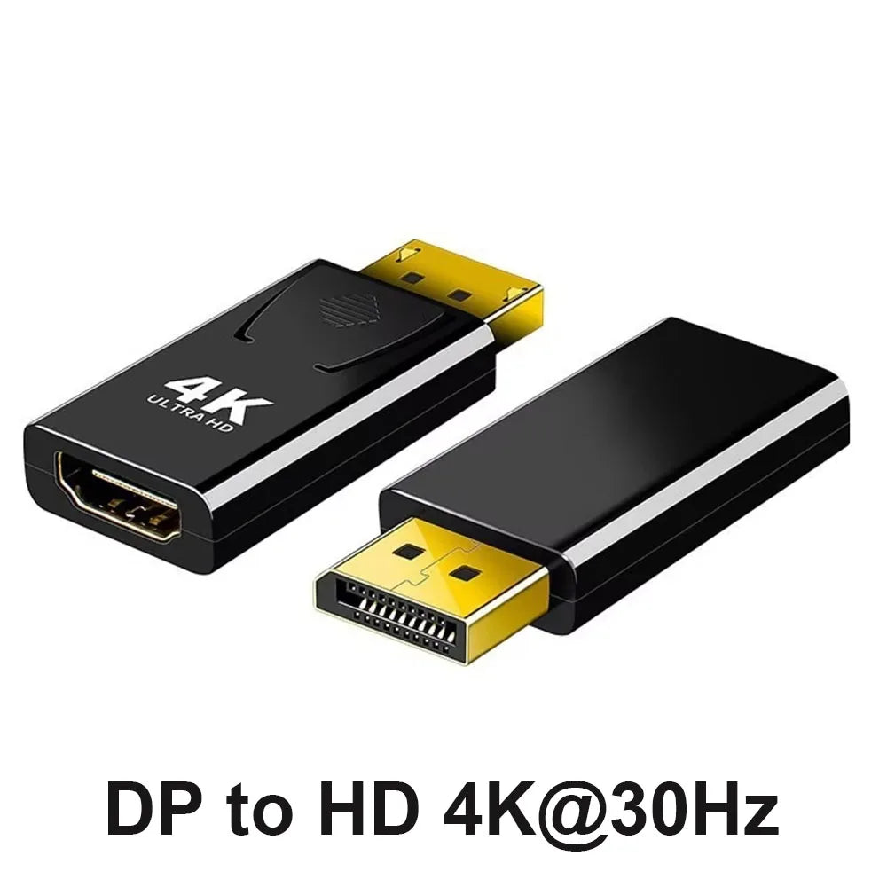 محول متوافق مع منفذ العرض إلى HDMI بدقة 4K، محول صوت وفيديو لشاشة الكمبيوتر من منفذ العرض إلى شاشة تلفزيون عالية الدقة 1080P 