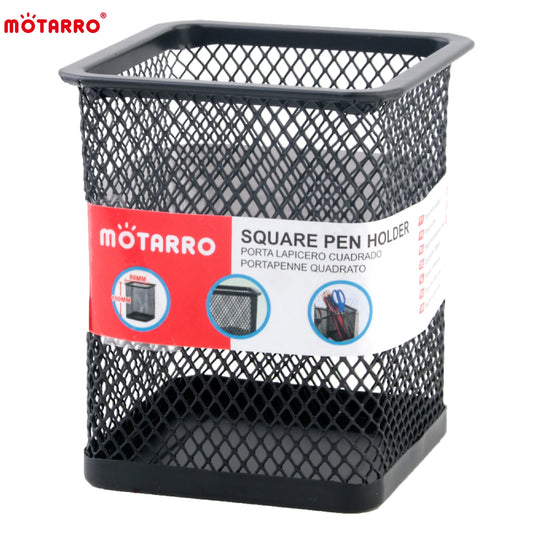 Metal Mesh Pencil Holder – Square/Round Desk Organizer for Office Supplies