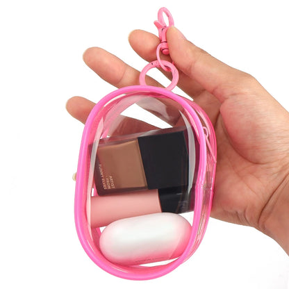 Portable Mini Clear Zipper Storage Bag With Keychain Makeup Brush Travel Cosmetics Organizer Case Cute Pvc Dustproof Bags Tool