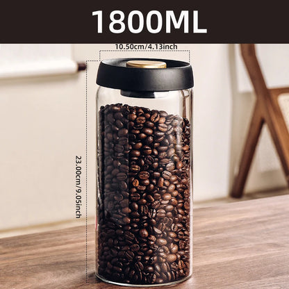 Vacuum Sealed Glass Jar – Coffee Bean & Food Storage Bottle with Silicone Seal for Freshness