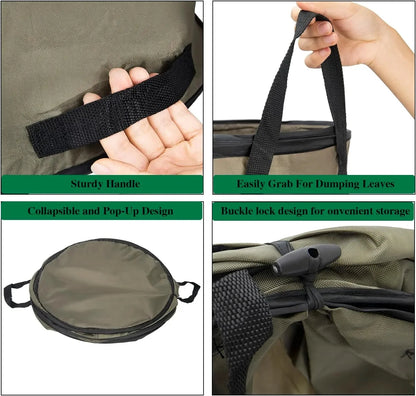 حقيبة حديقة قابلة للطي من كانجارو - حاوية كبيرة ومتينة للعشب والأوراق لتنظيف الحديقة بسهولة