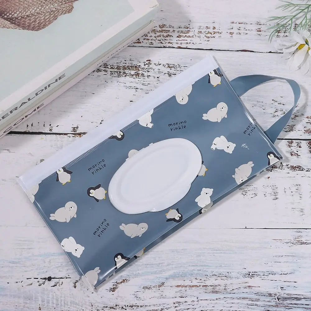 حقيبة مناديل مبللة من مادة EVA - حقيبة محمولة لمناديل الأطفال المبللة مع غطاء قلاب وحافظة بحزام كبس