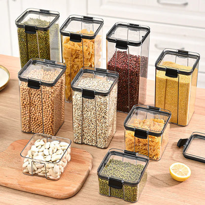 Sealed Jars Kitchen Grain Storage Organizer – Large Capacity Moisture-Proof Plastic Seasoning & Food Storage Box Set