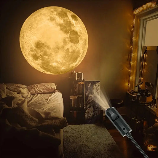 USB Moon & Earth Projection Light – Ceiling Atmosphere Lamp for Bedroom, Living Room & Night Sky Decor