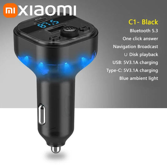 Xiaomi FM Transmitter Bluetooth 5.3 Hands-Free Car AUX Radio Modulator MP3 Player with Fast Charging Adapter Auto Accessories
