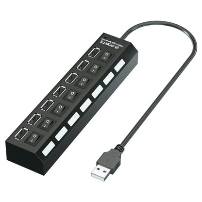 USB Hub 7 Port Multi USB Splitter Power Adapter Multiple Expander With On Off Switch For PC Laptop MacBook Accessories