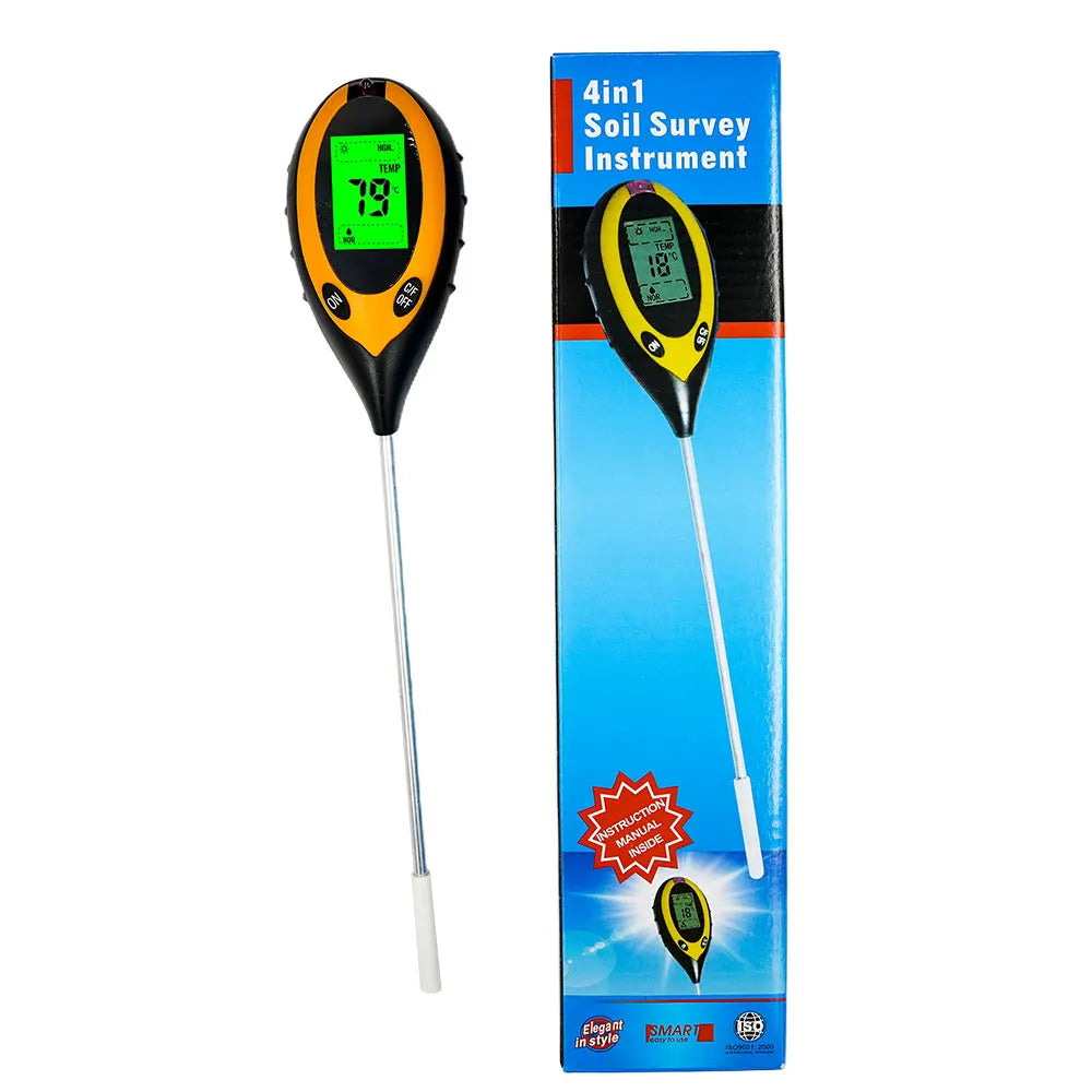 4-in-1 Digital Soil Analyzer – Sunlight Intensity, pH Levels, Soil Moisture & Temperature Tester for Gardening and Farming
